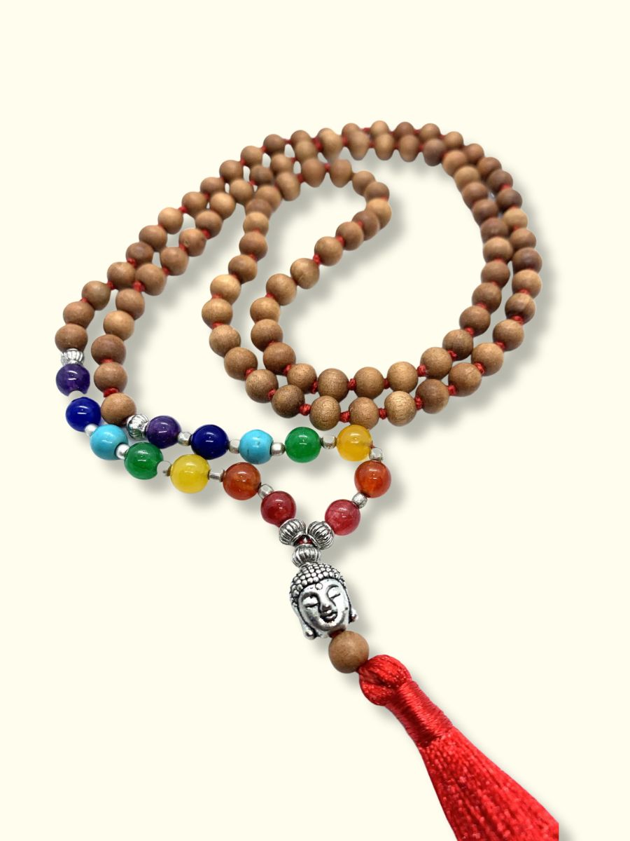 7 chakra buddha mala necklace