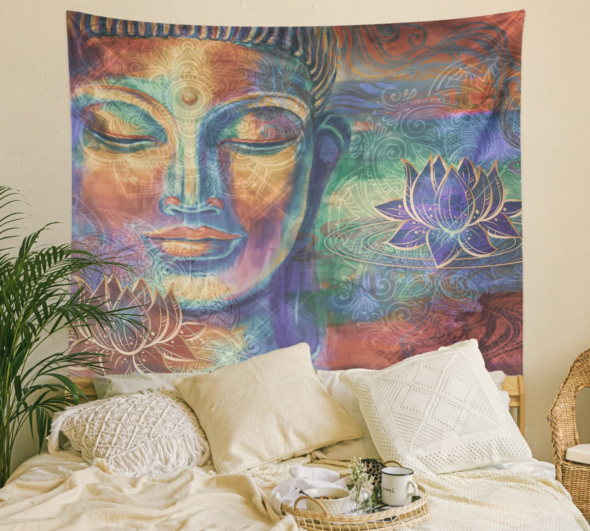 Buddha wall art Tapestry Lotus Flower