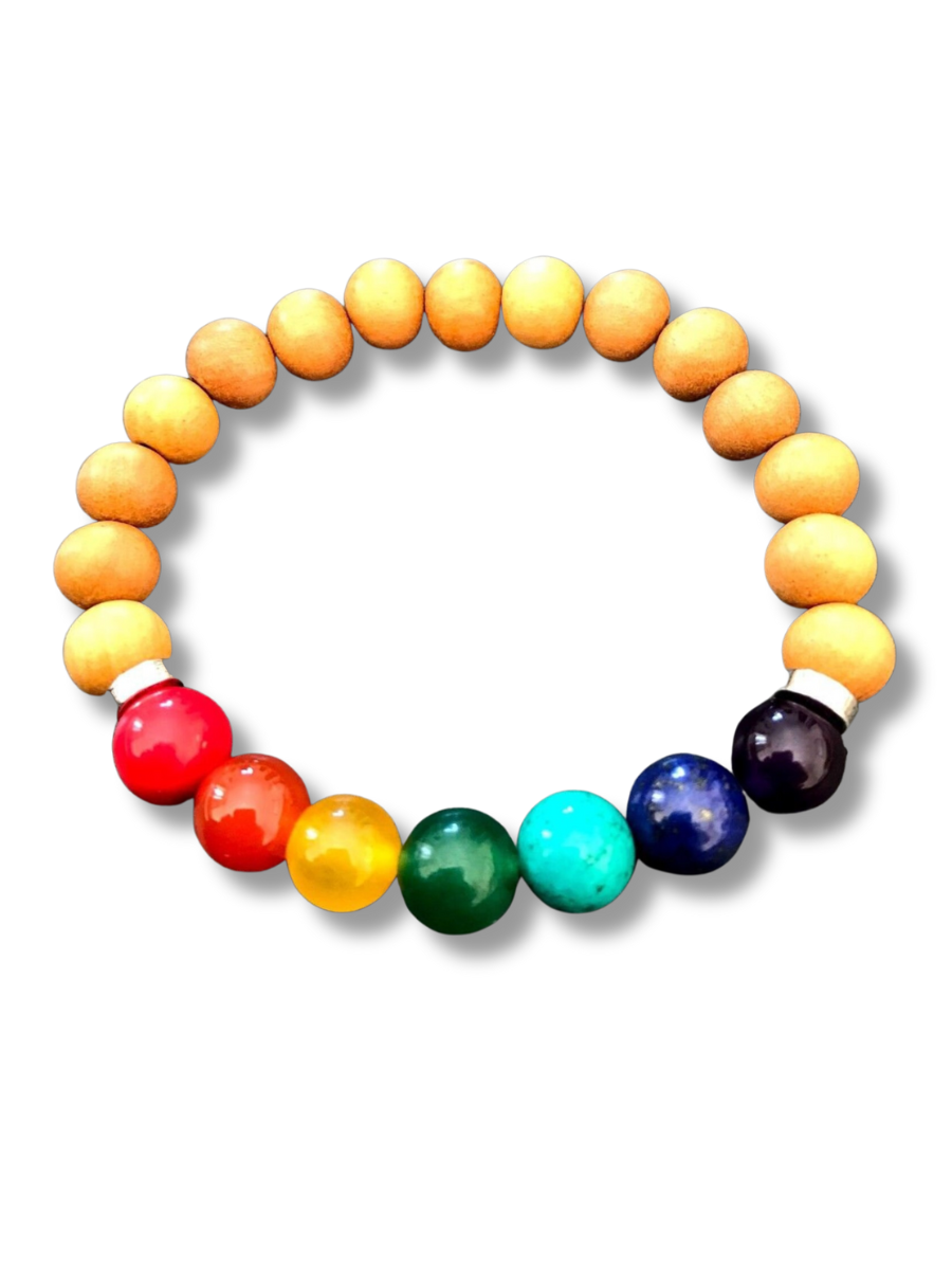 Sandalwood and gemstone chakra bracelet