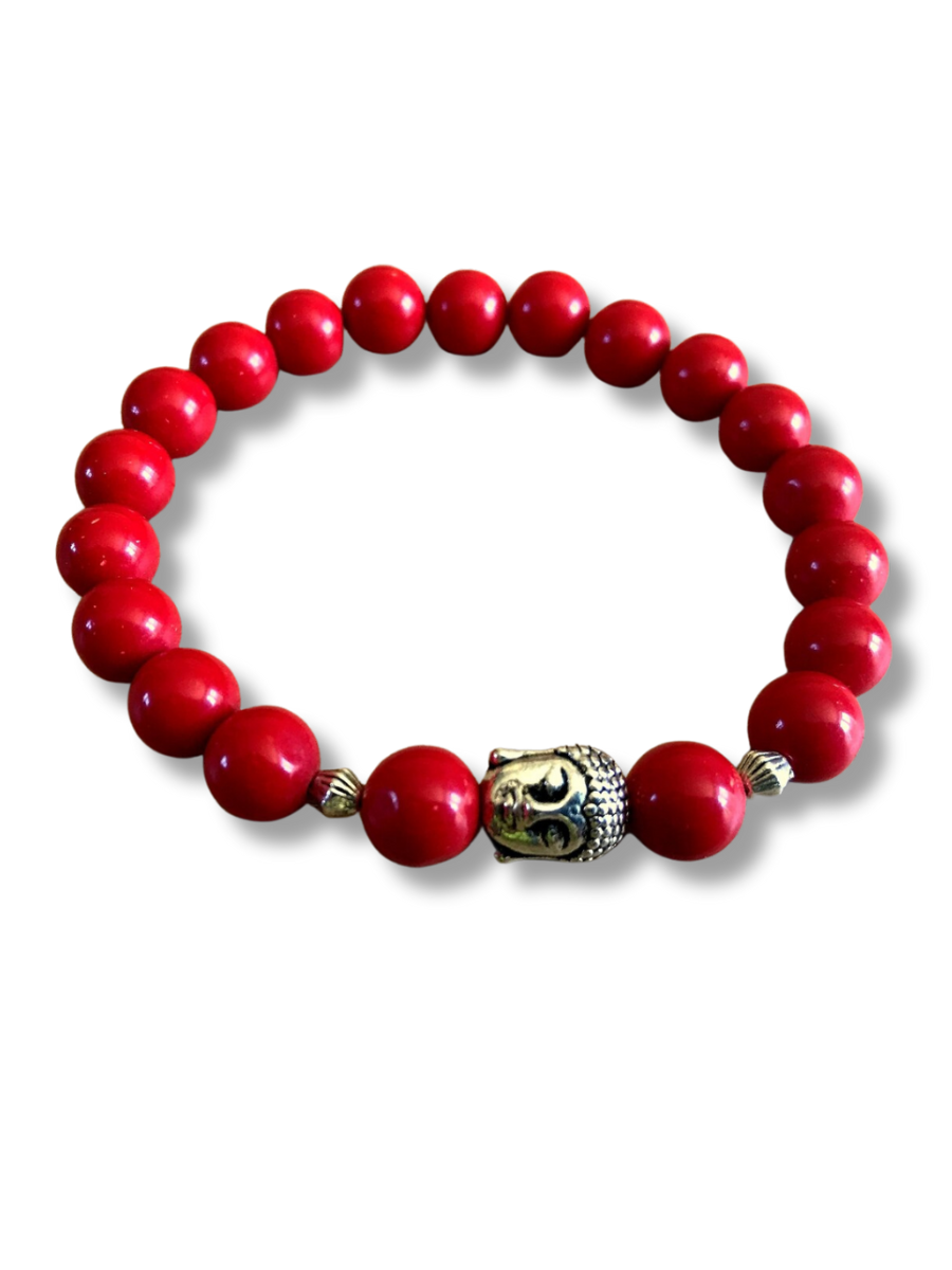 Red Coral Buddha Bracelet
